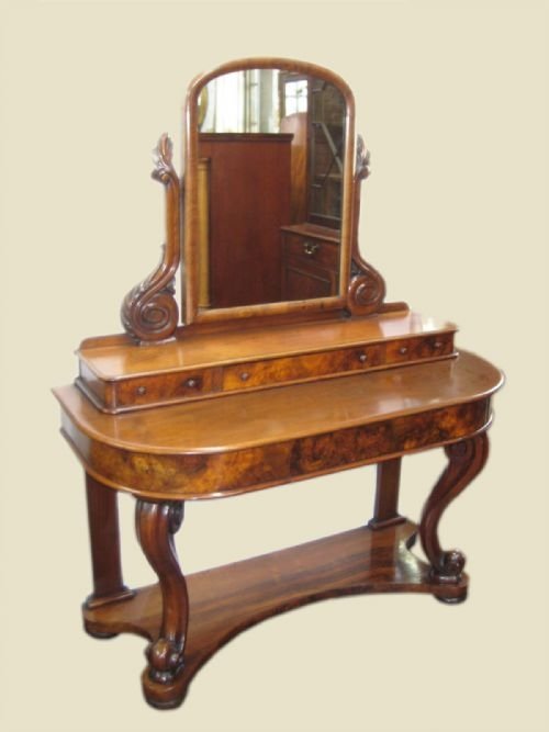 Mid Victorian Mahogany and Walnut Dressing Table