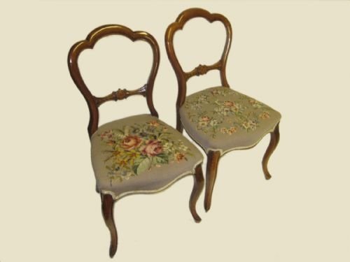 Pair of Victorian Walnut Hoop Backed Side Chairs