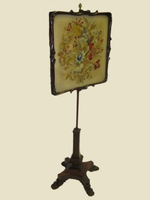 Top Quality Scottish Mahogany Pole Screen