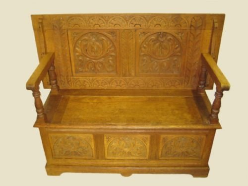 Victorian Stripped Oak Monks Bench
