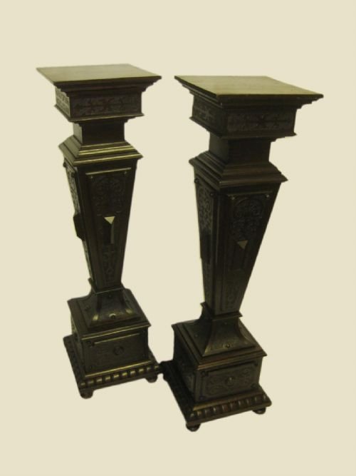 Pair of Carved Mahogany Pedestals