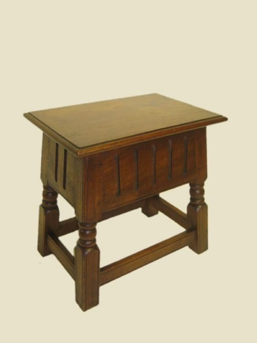 Jacobean Style Teak Lift Top Stool