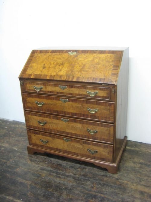 George III Burr Elm and Walnut Bureau
