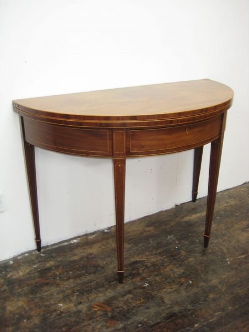 Scottish George III Mahogany Demi Lune Card Table