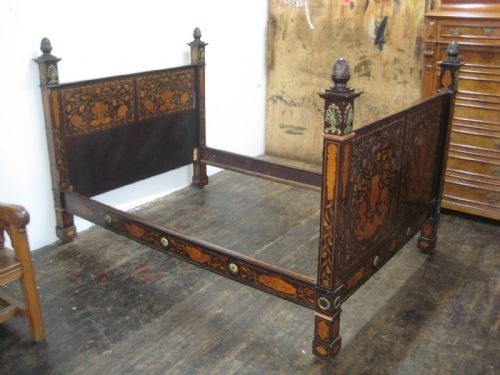 Dutch Floral Marquetry Mahogany Double Bed