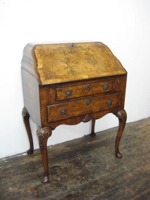 George II Style Burr Walnut Bureau