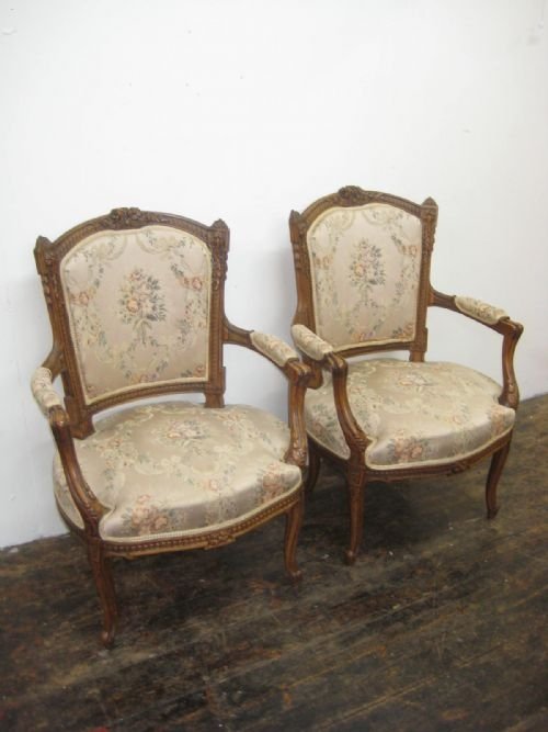 Pair Neo Classical Style Victorian Armchairs