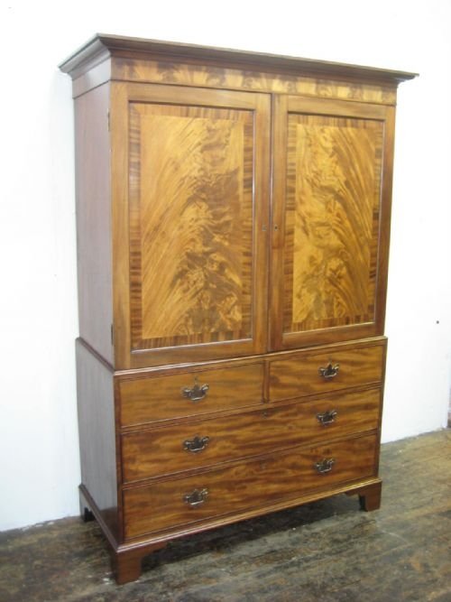 George III Mahogany Linen Press