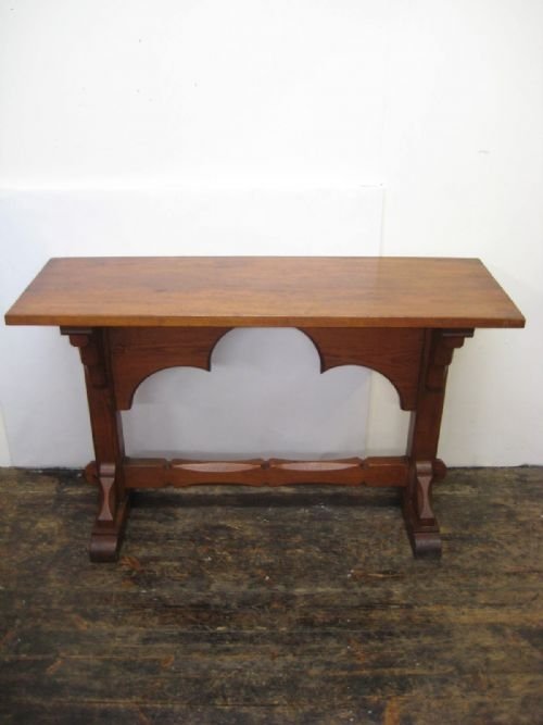 Pugin Style Pitch Pine Side/hall Table