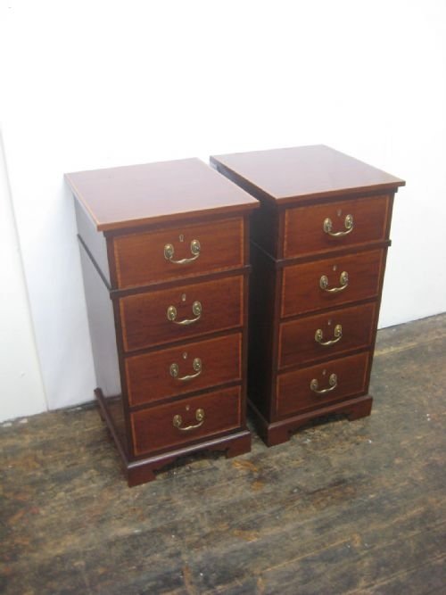 Pair of Inlaid Mahogany Chests/lockers
