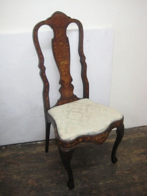 Victorian Dutch Mahogany and Marquetry Inlaid Chair