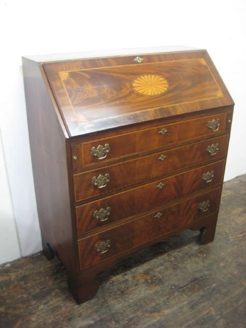 George III Inlaid Mahogany Bureau