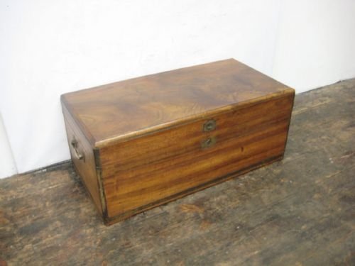 Neat Sized Victorian Brass Bound Camphor Wood Trunk