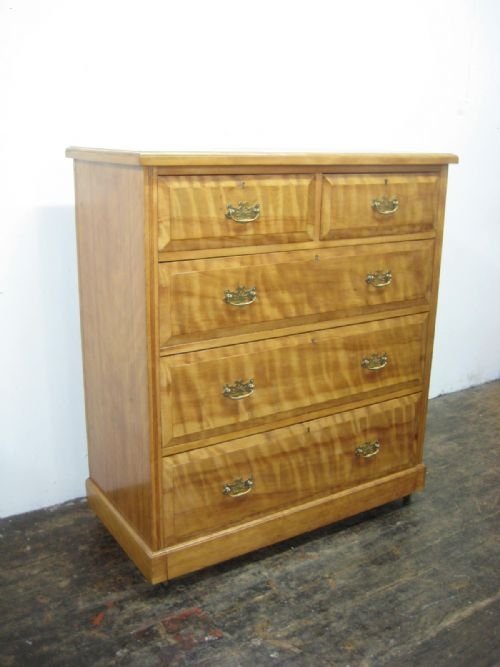 Large Scottish Satin Birch Chest of Drawers
