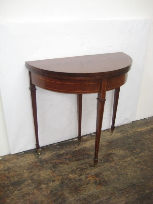 Sheraton Style Demi Lune Foldover Card Table