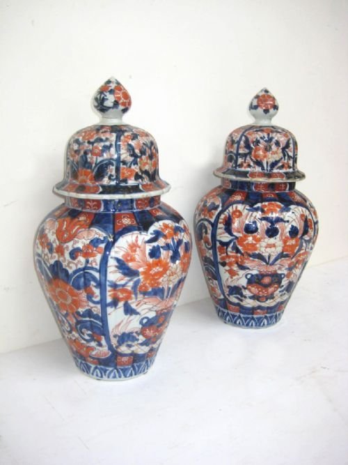 Pair of Imari Blauster Vases