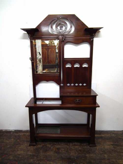 Arts and Crafts Walnut Hall Stand