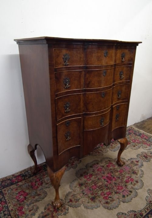 George II Style Burr Walnut Chest on Stand