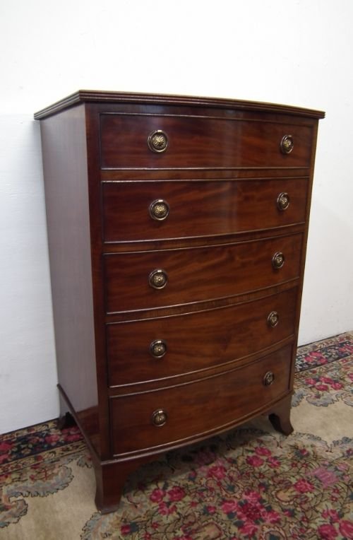 George III Style Bow Front Mahogany Chest