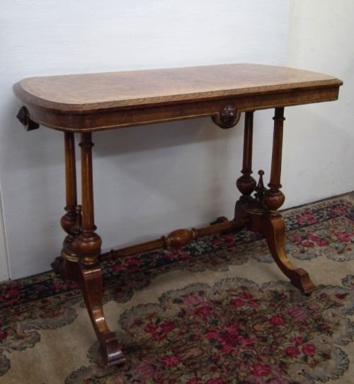 Mid Victorian Burr Walnut Library Occasional Table
