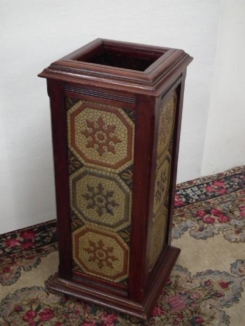Victorian Tiled Mahogany Stick Stand