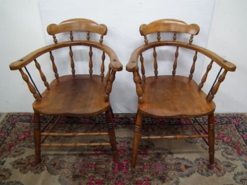 Pair of Beech Captain's/kitchen Chairs