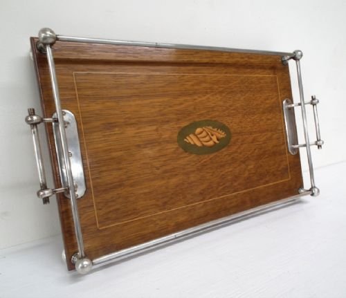 Nautical Inlaid Oak Rectangular Tray
