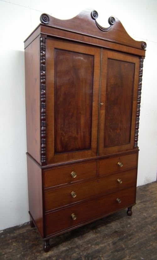 William IV Mahogany Linen Press
