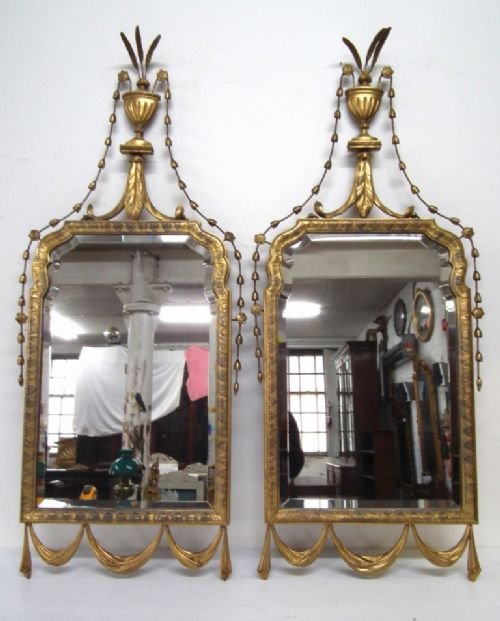 Pair of Adams Style Gilded Pier Mirrors
