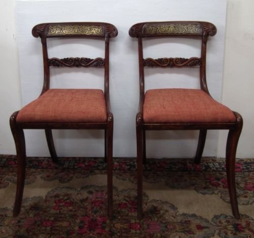 Fine Pair of Brass Inlaid Chairs