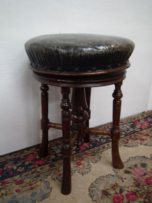 Victorian Walnut Revolving Adjustable Piano Stool