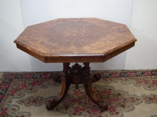 Mid Victorian Walnut Octagonal Table