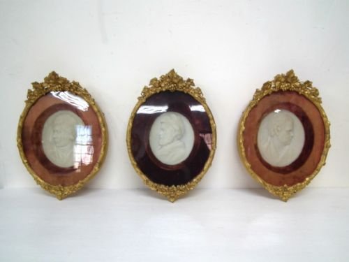 Unusual Set of 3 Scottish Victorian Wax Portraits