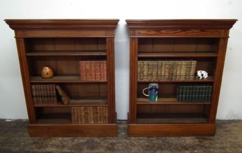 Unusual Pair of Pitch Pine Open Bookcases