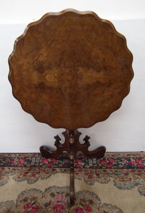 Continental Victorian Burr Walnut Snap Top Occasional Table