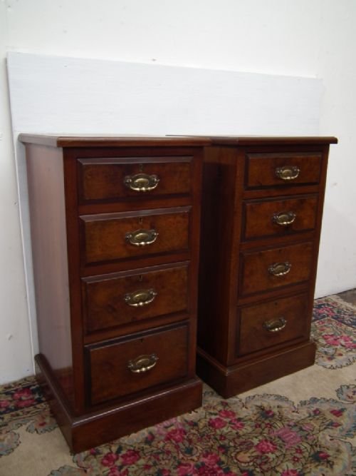 Pair of Edwardian Burr Walnut Bedside Cabinets