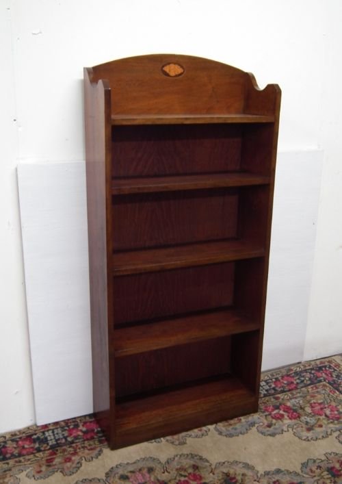 Edwardian Mahogany Inlaid Open Bookcase