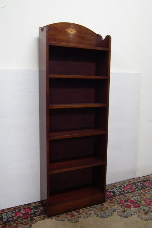 Edwardian Mahogany Inlaid Open Bookcase