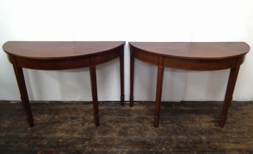 Pair of George III Figured Mahogany Hall/side Tables