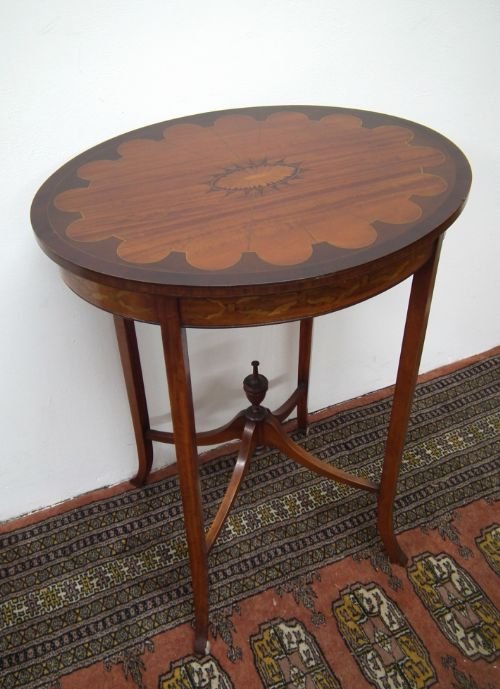 Sheraton Style Inlaid Oval Occasional Table