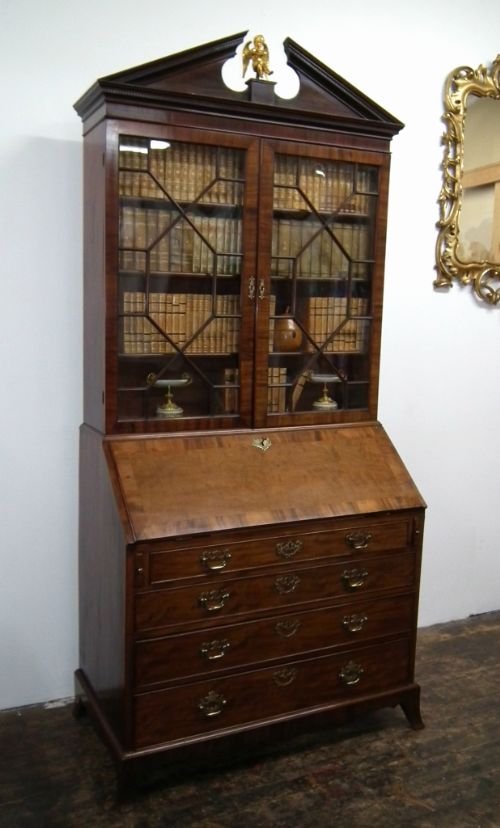 George III Mahogany Bureau Bookcase