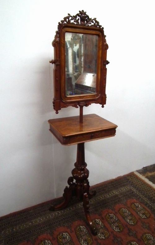 Unusual Victorian Burr Walnut Dressing Mirror