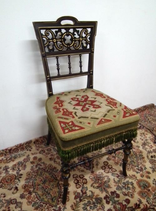 Victorian Ebonised and Gilt Small Hand Chair