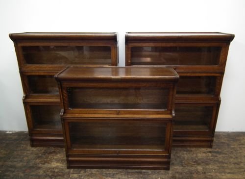 Set of 3 Oak Sectional Bookcases