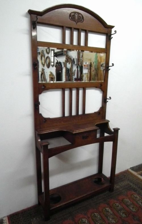 Art Nouveau Oak Hall Stand