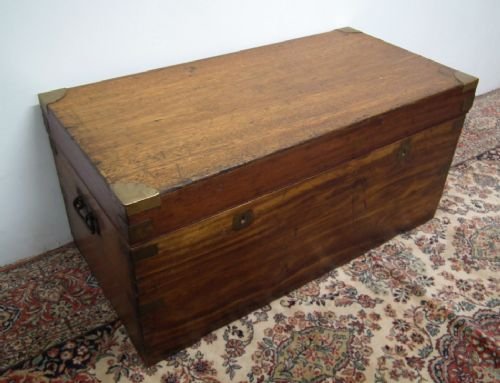 Victorian Teak Military Trunk