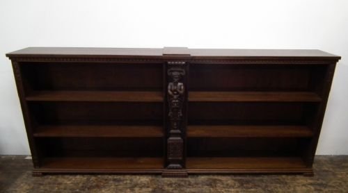 Unusual Carved Oak Open Bookcase