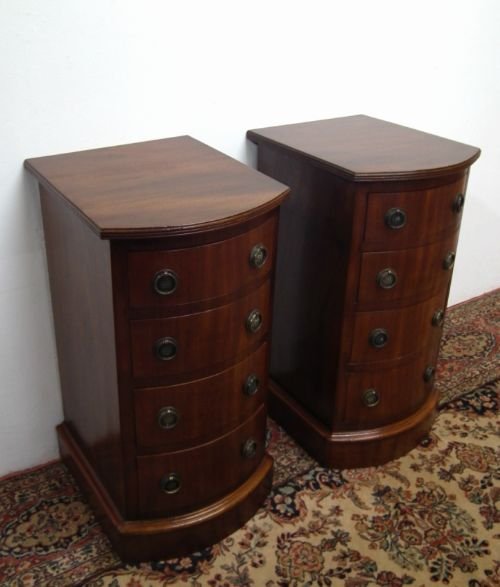 Pair of Victorian Bowfront Mahogany Chests/lockers