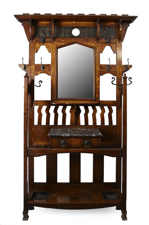 Arts & Crafts Oak Hall Stand