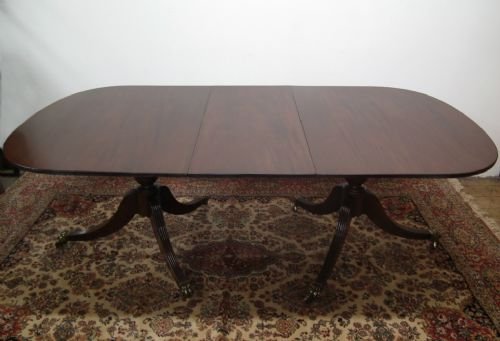 Regency Style Mahogany Twin Pillar Dining Table